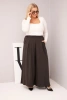 Plus Size women's cotton pants with wide legs and a loose fit brown