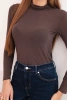 Women's cashmere turtleneck long sleeve blouse brown