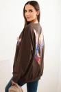 Damen Oversize Sweatshirt aus Baumwolle mit bunten Flügeln auf dem Rücken braun