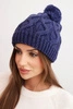 Women's winter wool hat with zirconia and pattern K455 mocha