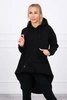 Padded sweatshirt with long back and hood black