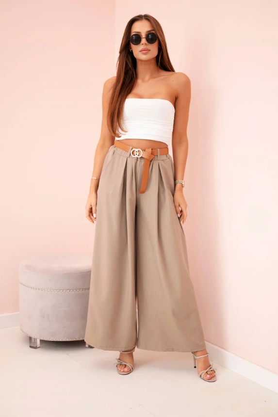 Wide-leg belted trousers fango
