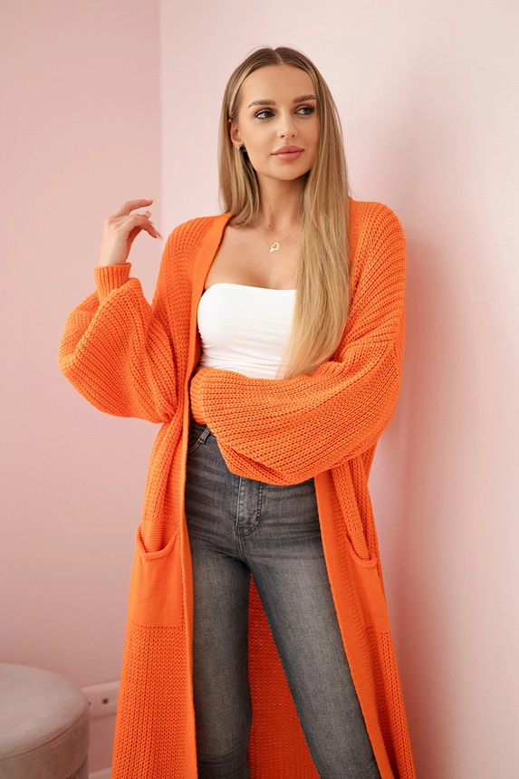 Sweater long cardigan orange
