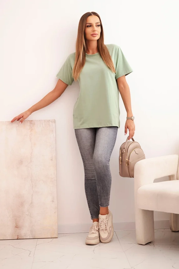 Women's cotton blouse in a classic cut dark mint