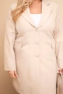 Damenmantel Plus Size lang mit Kragen und Taschen beige