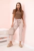 Cargohose mit hoher Taille für Damen beige