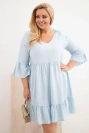 Dámské šaty Plus Size z viskózy s ažurovým zdobením modrá