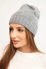 Women's winter hat made of wool with a geometric pattern K479 gray