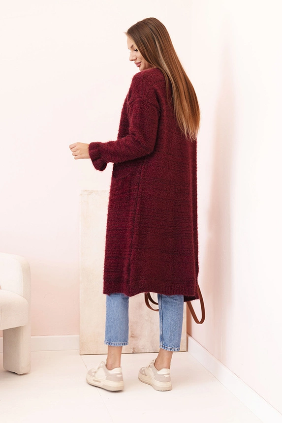 Damenstrickjacke aus Wolle mit bunten Streifen rosa