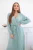 Dress tied with a pleated hem dark mint