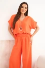 Set with necklace blouse + pants dark orange