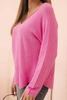 Women's sweater with viscose and a V-neck pink