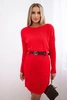 Sweater with wide belt red