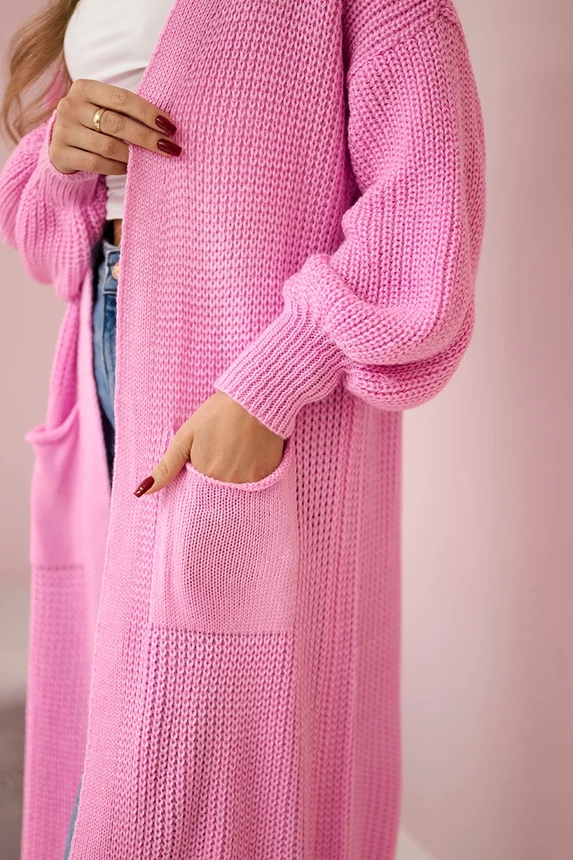 Sweater long cardigan light pink