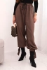 Women's pants with wide legs and ties at the bottom mocha