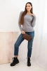 Women's viscose sweater with a round neckline and fitted style gray