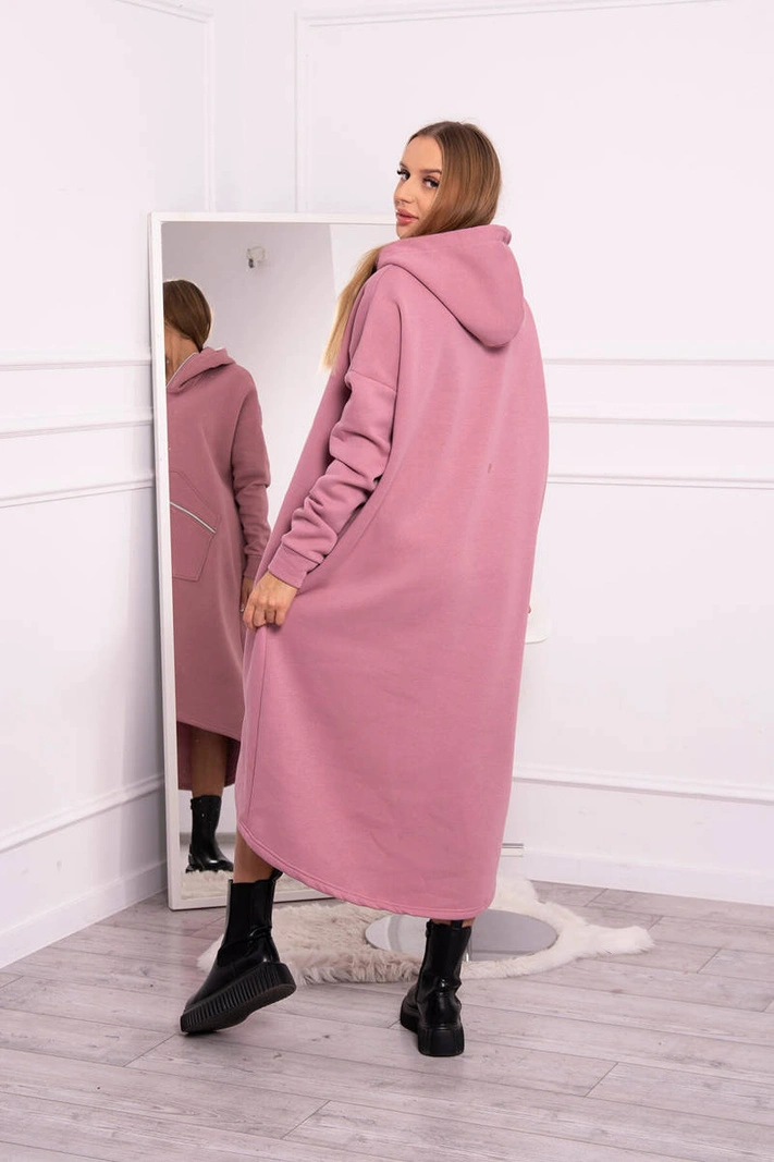 Insulated dress with a hood dark pink