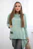 Sweatshirt with long back and hood dark mint