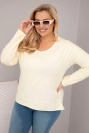 Damenbluse Plus Size mit V-Ausschnitt und längerem Rücken gelb