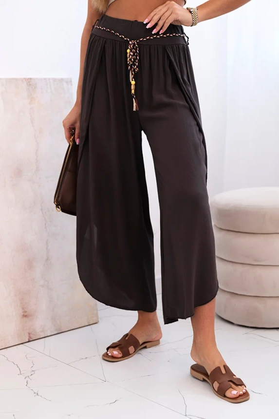 Damenhose aus Viskose mit Beinschlitz braun