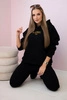 Isoliertes Baumwoll-Set, Sweatshirt mit bestickter + Hose schwarz