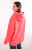 Women's cotton looped sweatshirt with a hood and kangaroo pocket pink