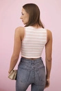 Women's cotton top with a neckline and gold accent powder pink