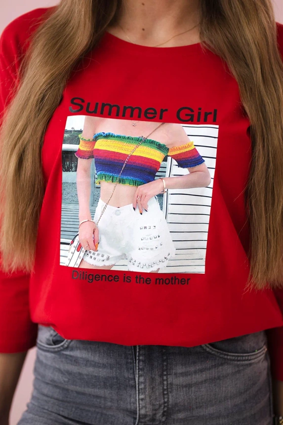 Blouse with print Summer Girl red