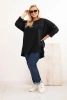 Damenbluse Plus Size aus Baumwolle mit Druck schwarz