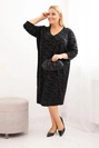 Plus Size women's georgette dress with a V-neck black