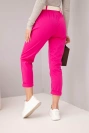 Women's cotton pants with a belt and rolled-up cuffs fuchsia