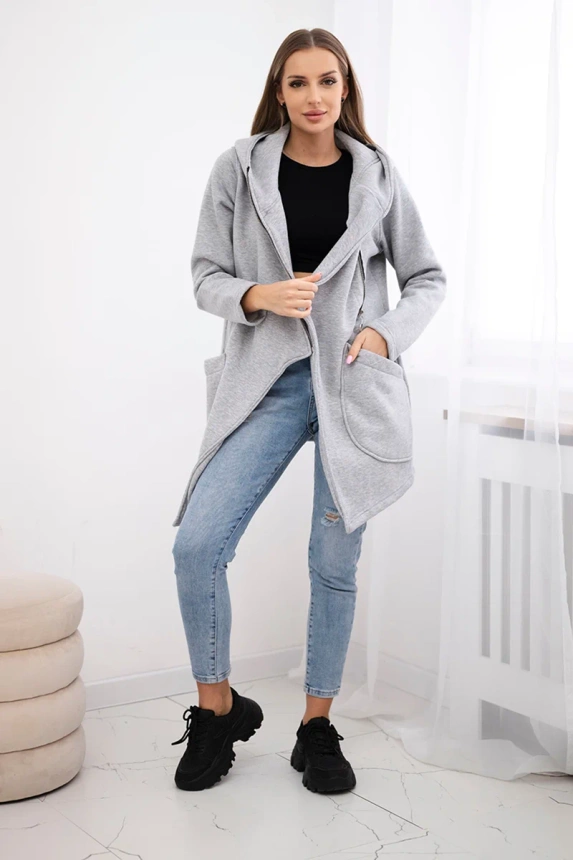 Isoliertes Sweatshirt mit asymmetrischem Reißverschluss grau