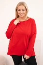 Dámská blůza Plus Size asymetrická s dlouhým rukávem červená