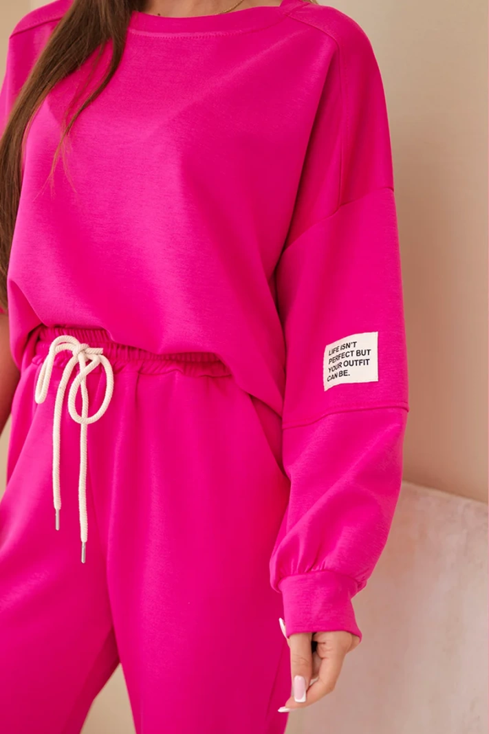 Set sweatshirt + pants buttery fabric fuchsia