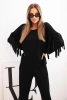 Women's butter set with fringe on the sleeves black