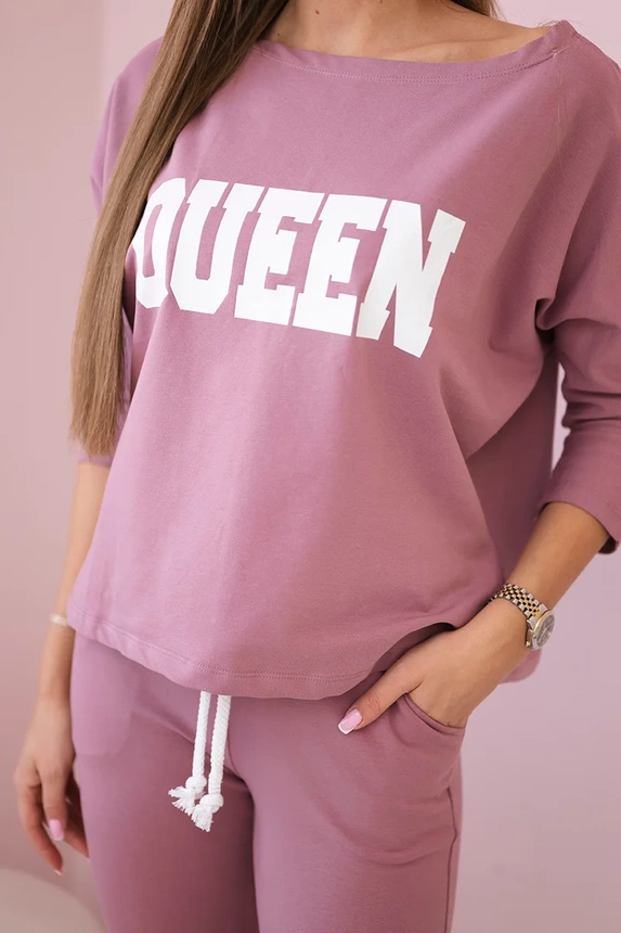 Queen Druckset dunkelrosa