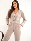 Damenanzug aus Viskose mit kurzer Jacke und Jogger-Hose fango braun