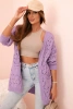 Women's openwork cardigan with pockets purple