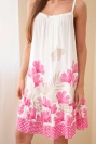 Damenkleid mit Trägern und Aufdruck fuchsia