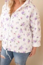 Dámská jarní bunda Plus Size s drobným květinovým vzorem fialová