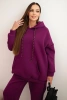 Women's insulated cotton tracksuit with a hood dark purple