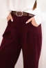 Damenhose mit weitem Bein und Gürtel bordeaux