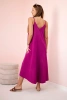 Muslin dress with straps dark purple