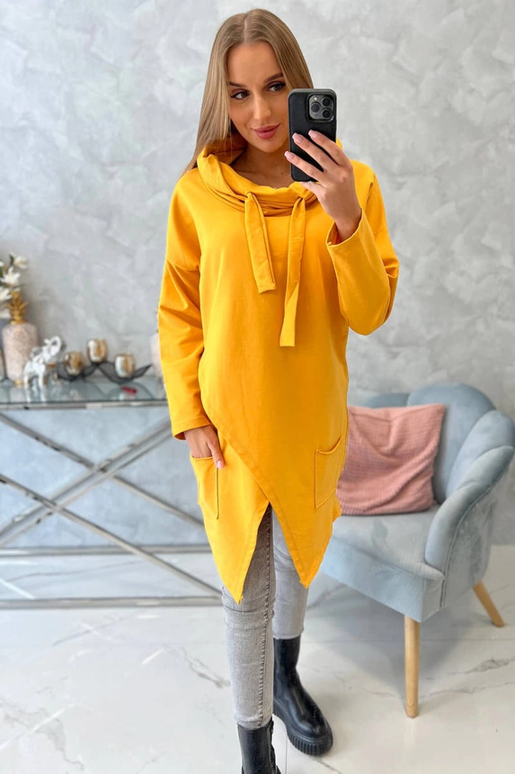 Tunic with envelope front Oversize mustard