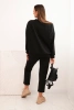 Women's tracksuit set made of viscose with a quilted sweatshirt and pants black