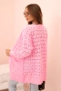 Women's openwork cardigan with pockets light pink
