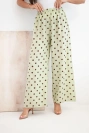 Damen weite Sommerhose mit Punkten und Gummibund mint