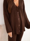 Damen-Strickset mit Cardigan und weiten Hosen braun