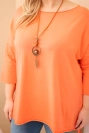 Dámská bavlněná blůza Plus Size asymetrická s náhrdelníkem meruňková