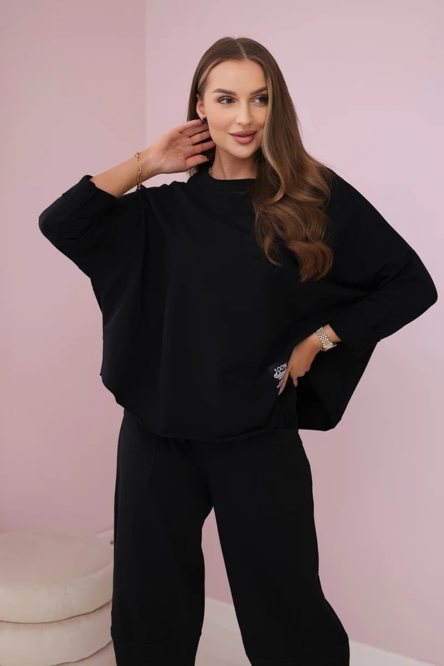 Cotton sweatshirt pants set black